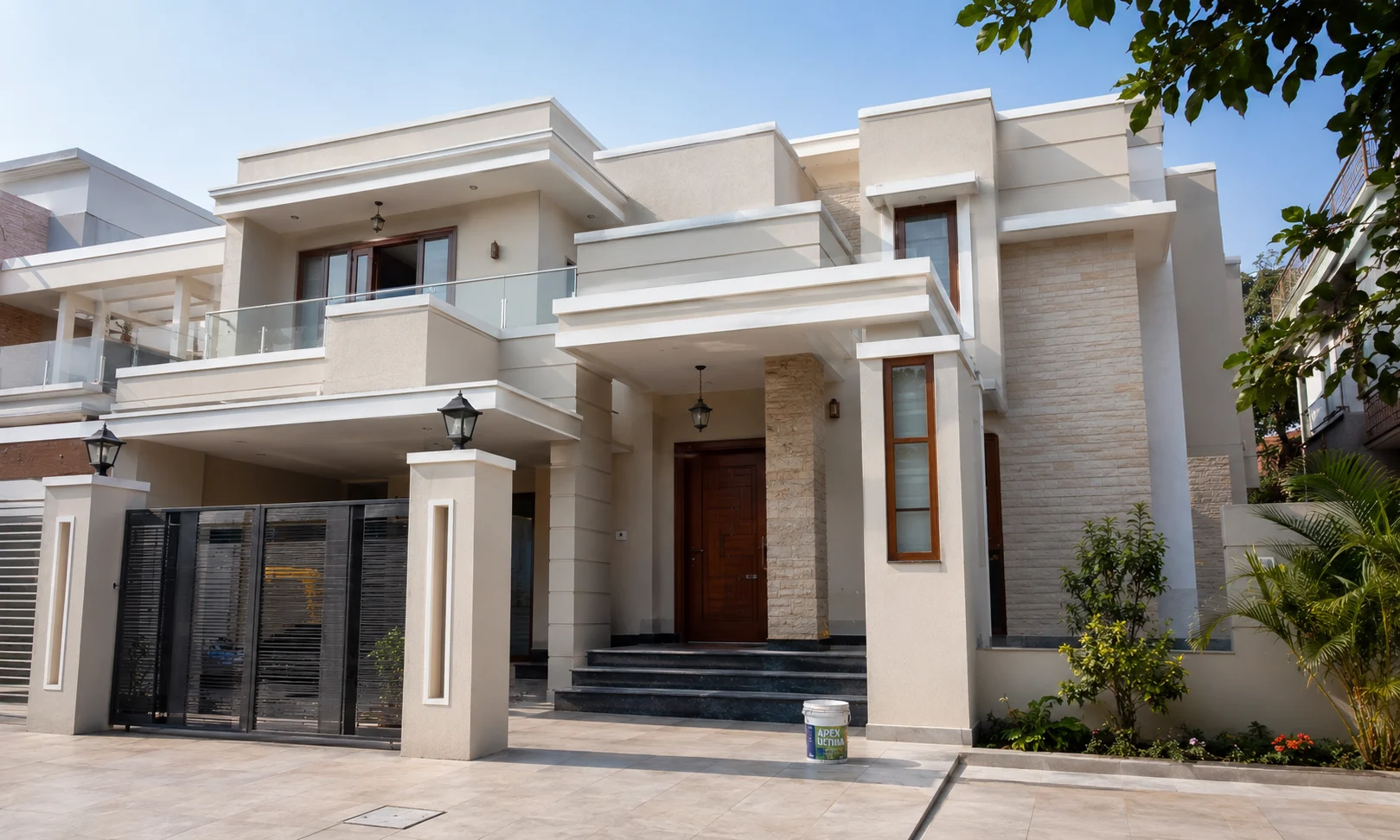 Freshly Painted Exterior House Walls With Weather-proof Coating in New Chandigarh